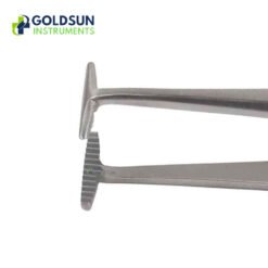Green Fixation Forceps 10cm with 3mm and 5mm tips for delicate surgical tissue fixation.