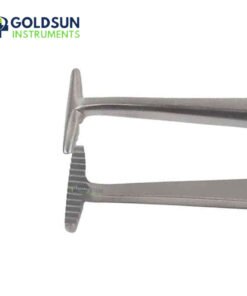 Green Fixation Forceps 10cm with 3mm and 5mm tips for delicate surgical tissue fixation.