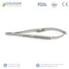 GoldSun Instruments Castroviejo Micro Needle Holder with smooth, diamond dust-coated jaws and lock – ideal for microsurgery and ophthalmic precision.