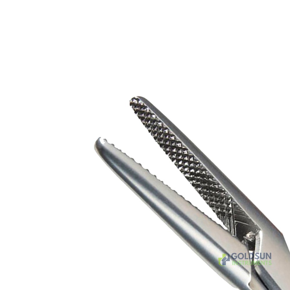 GoldSun Instruments Halsey Needle Holder 13cm (5”) with smooth jaws and T.C. inserts – Straight surgical instrument