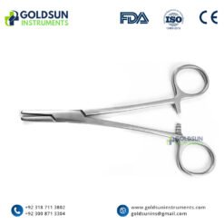GoldSun Instruments Halsey Needle Holder 13cm (5”) with smooth jaws and T.C. inserts – Straight surgical instrument